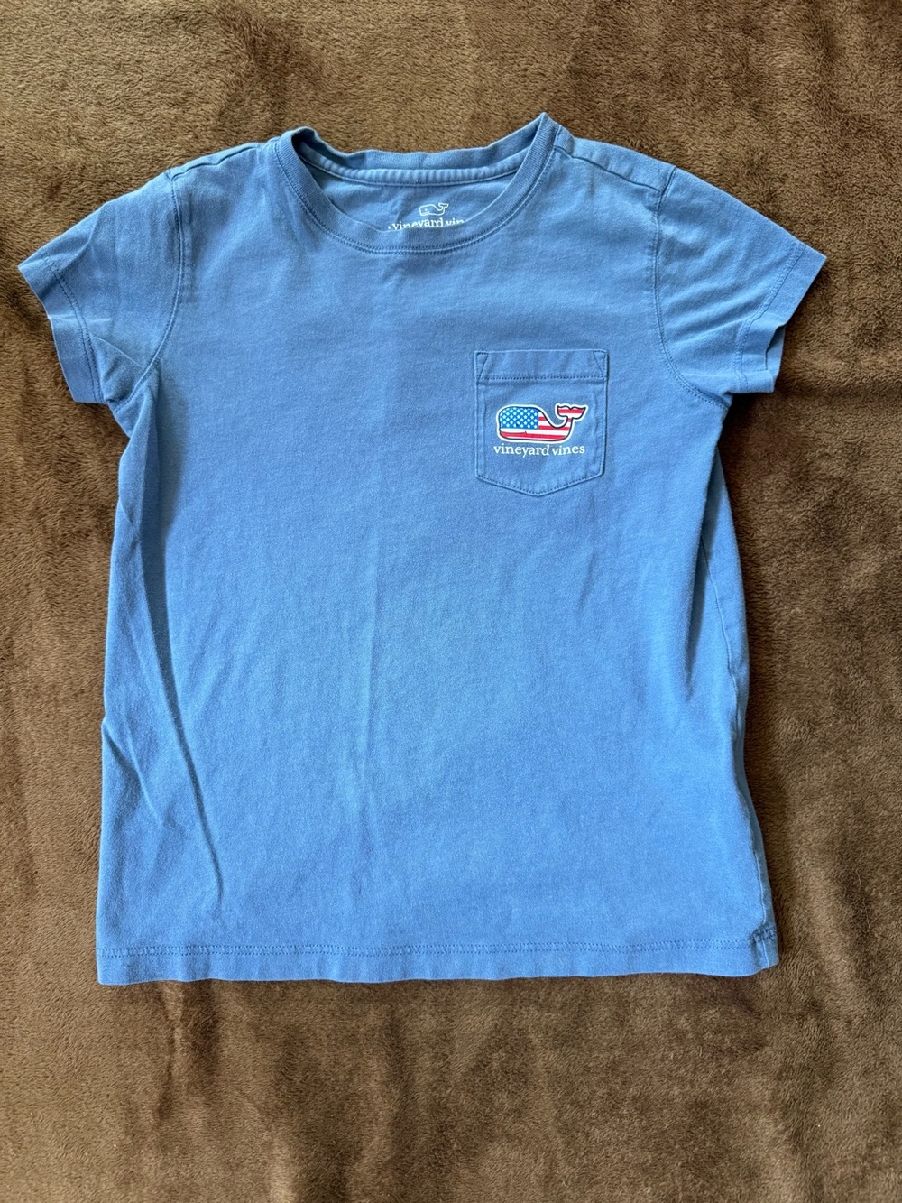 Vineyard Vines Kids Light Blue Pocket Tee with Whale Patch